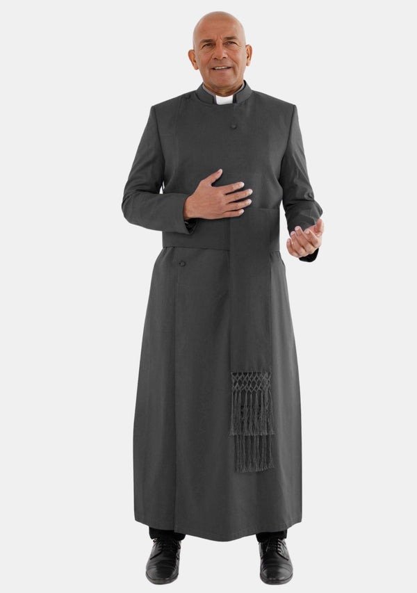 Worship Attires Adrian Cassock – Classic Black Anglican Robe for Men