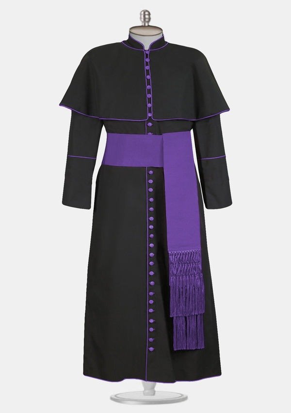 Worship Attires Bishop's Cassock – Black with Shoulder Cape