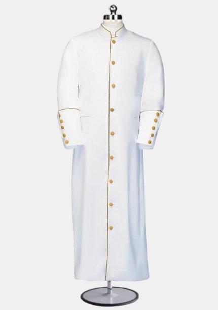Worship Attires Caleb Edition – White Gold Minister Robe