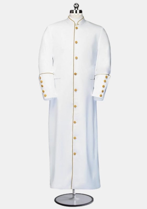 Worship Attires Caleb Edition – White Gold Minister Robe