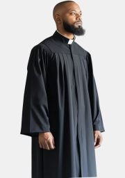 Worship Attires Men’s Geneva Clergy Robe – Classic Black