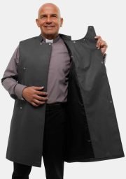 Tropical Fabric Black Clergy Apron for Communion and Pastoral Services