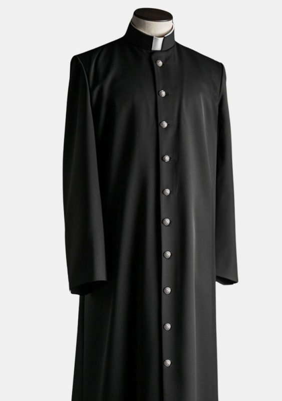 Worship Attires Black Clergy Gown – Men’s Robe with Metal Accents