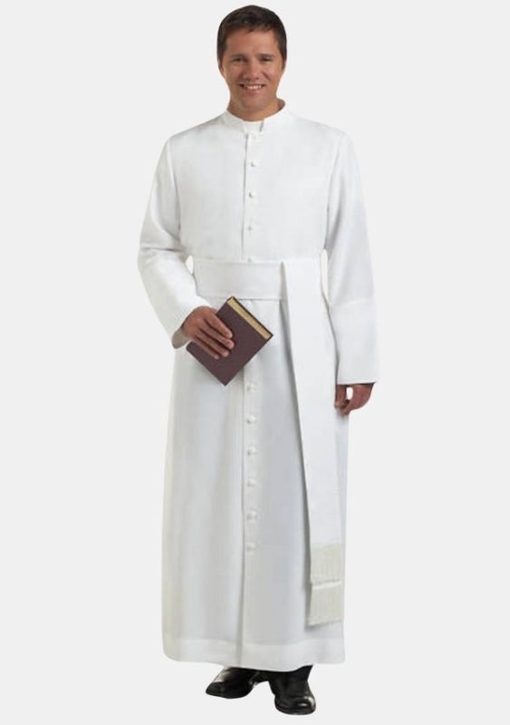 Blessed Full-Length White Robe for Priests – Worship Attires