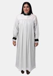 Worship Attires Women’s Clergy Rochet – Cardinal Black Cuff Edition