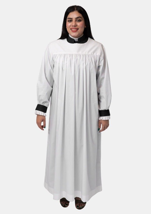 Worship Attires Women’s Clergy Rochet – Cardinal Black Cuff Edition