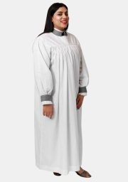 Buy Worship Attires Women’s Clergy Rochet – Cardinal Grey Cuff Edition online