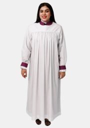 Worship Attires Women’s Clergy Rochet – Cardinal Maroon Cuff Edition