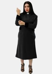 Buy Worship Attires Women’s Black Clergy Dress with Designer Buttons online