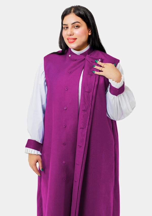 Worship Attires 3-Stripe Red and Purple Chimere for Female Bishops