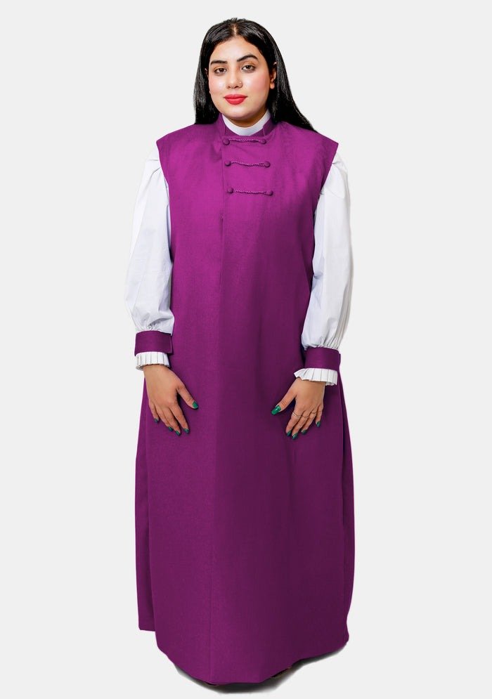 Worship Attires 3-Stripe Red and Purple Chimere for Female Bishops