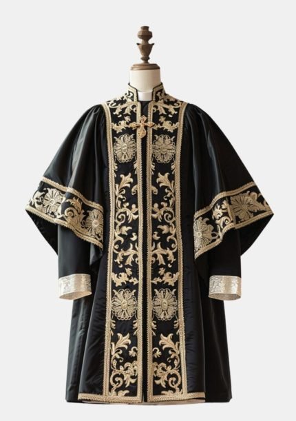 Worship Attires Pastors Black with Gold Chasuble