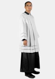 Worship Attires Catholic Priest Surplice with Double Floral Lace