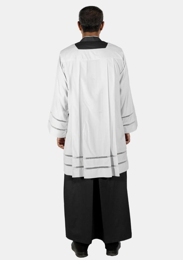 CatholicPriestSurpliceWithDouble (2) Worship Attires Catholic Priest Surplice with Double Floral Lace for sale