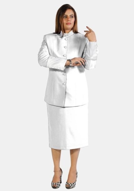 Worship Attires White Clerical Skirt Suit for Women