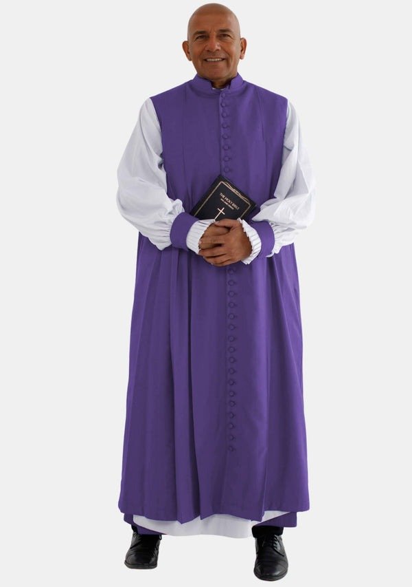 Worship Attires Liam 33-Button Roman Purple Clergy Chimere for Men