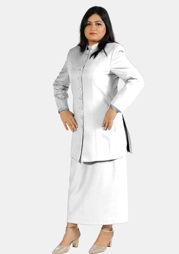Worship Attires Female White Clergy Suit