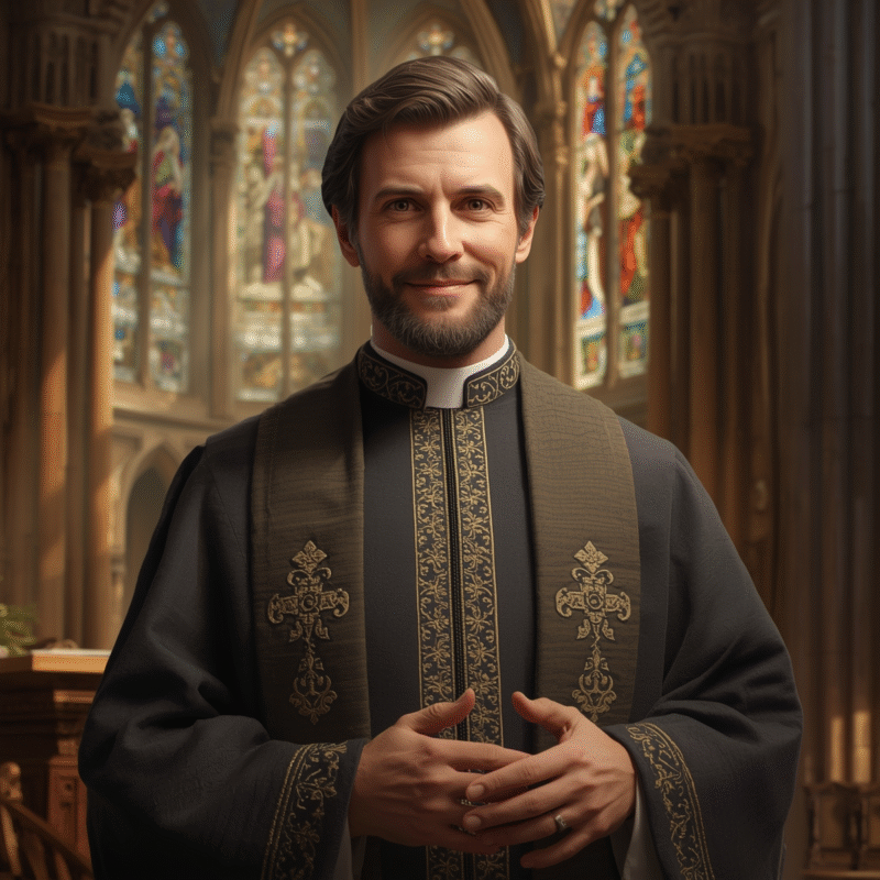 Wool-blend clergy robe symbolizing durability and prestige.